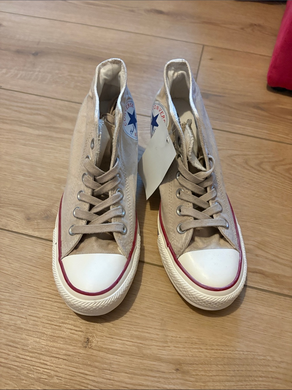 Converse High Top Hidden Wedge Sneakers in Beige size 7